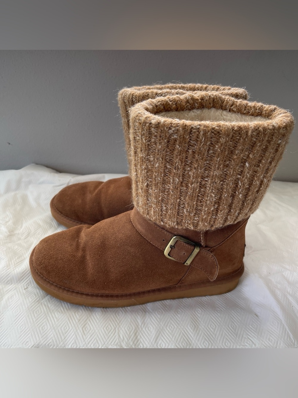 LAMO Suede Hurricane Ladies Chestnut Sweater Cuff Winter Boots Size 9 Brown
